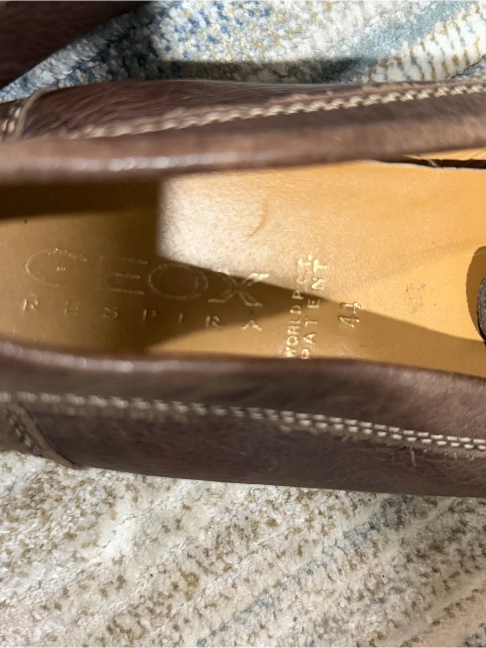 Geox Brown Pebbled Leather Slip-On Moccasins